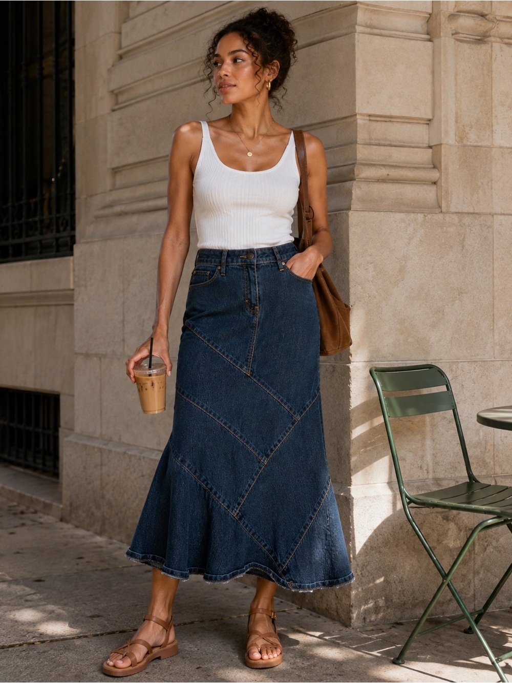 Bisou Bisou Michele Bohbot Y2K Dark Wash Denim Denim Mermaid Maxi Skirt Size 10P